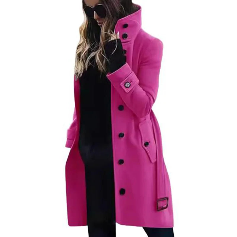 Women's Long Wool-Blend Winter Coat