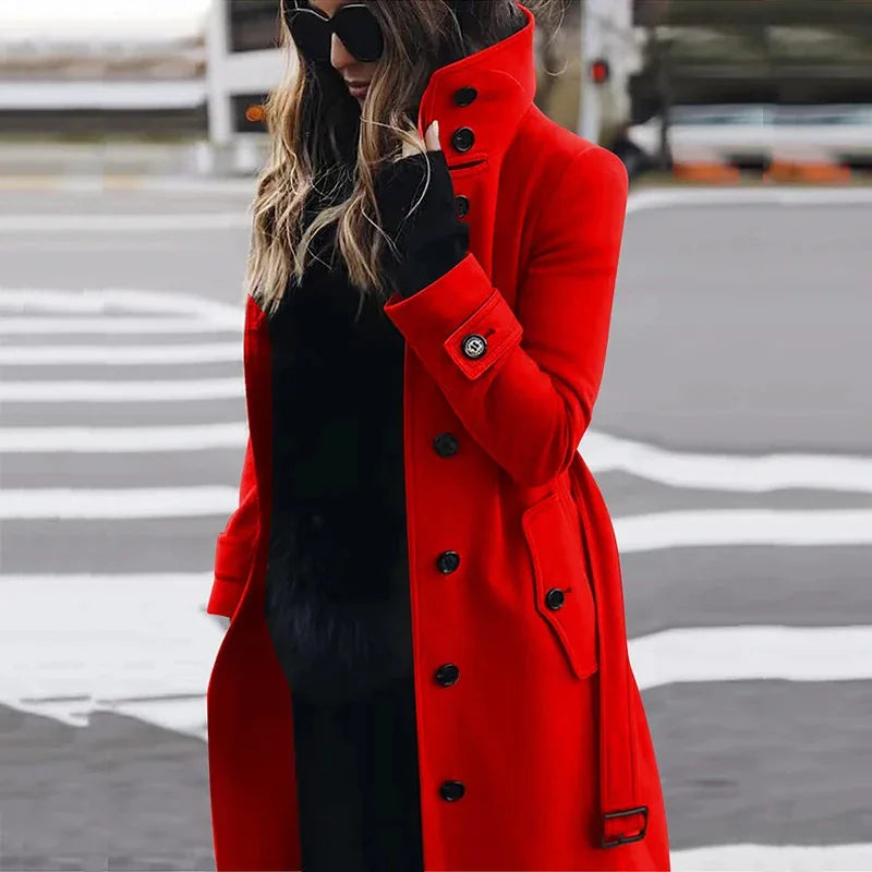 Women's Long Wool-Blend Winter Coat