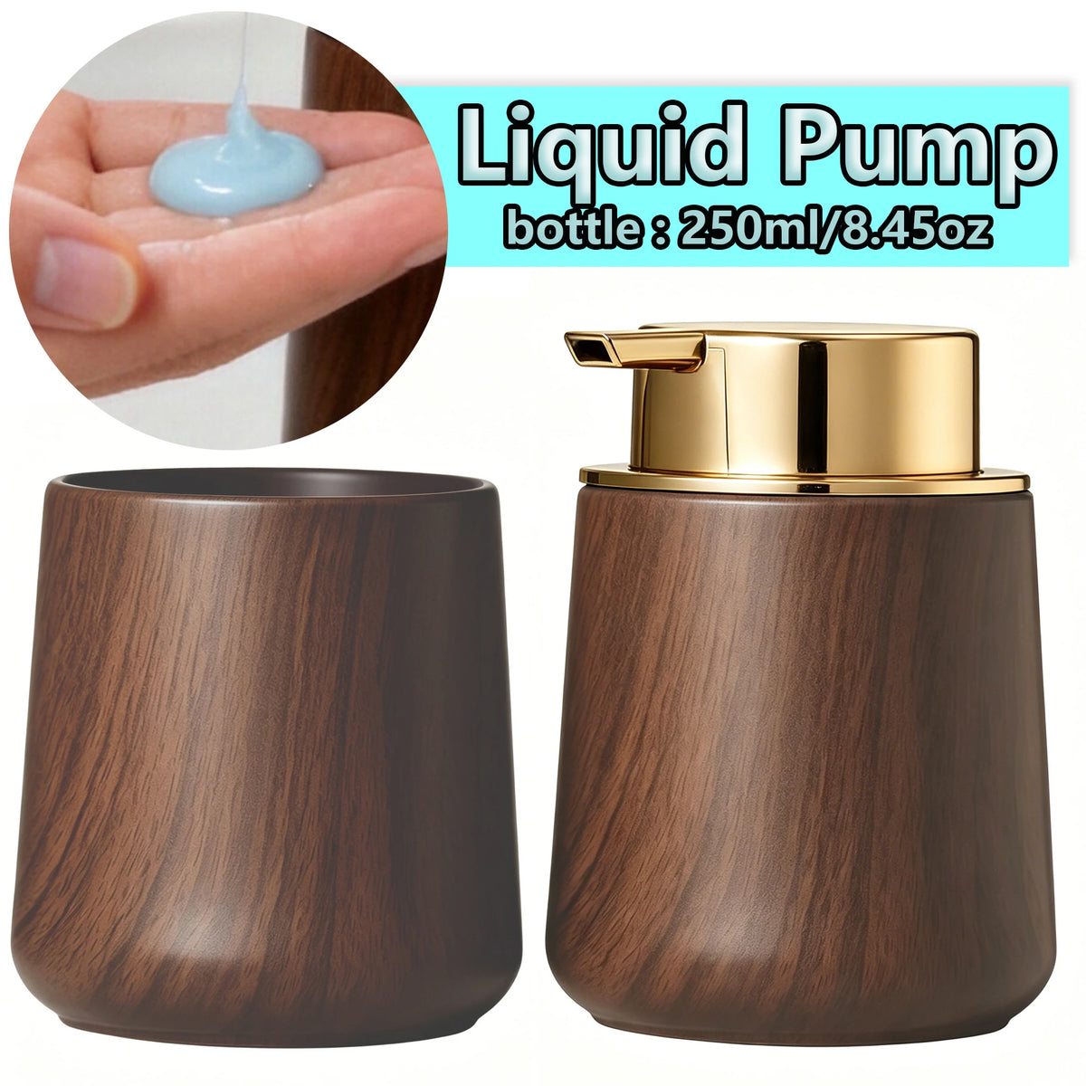 Luxury Bathroom Accessories Set – Refillable Soap Dispenser & Toothbrush Holder, Modern Farmhouse Decor