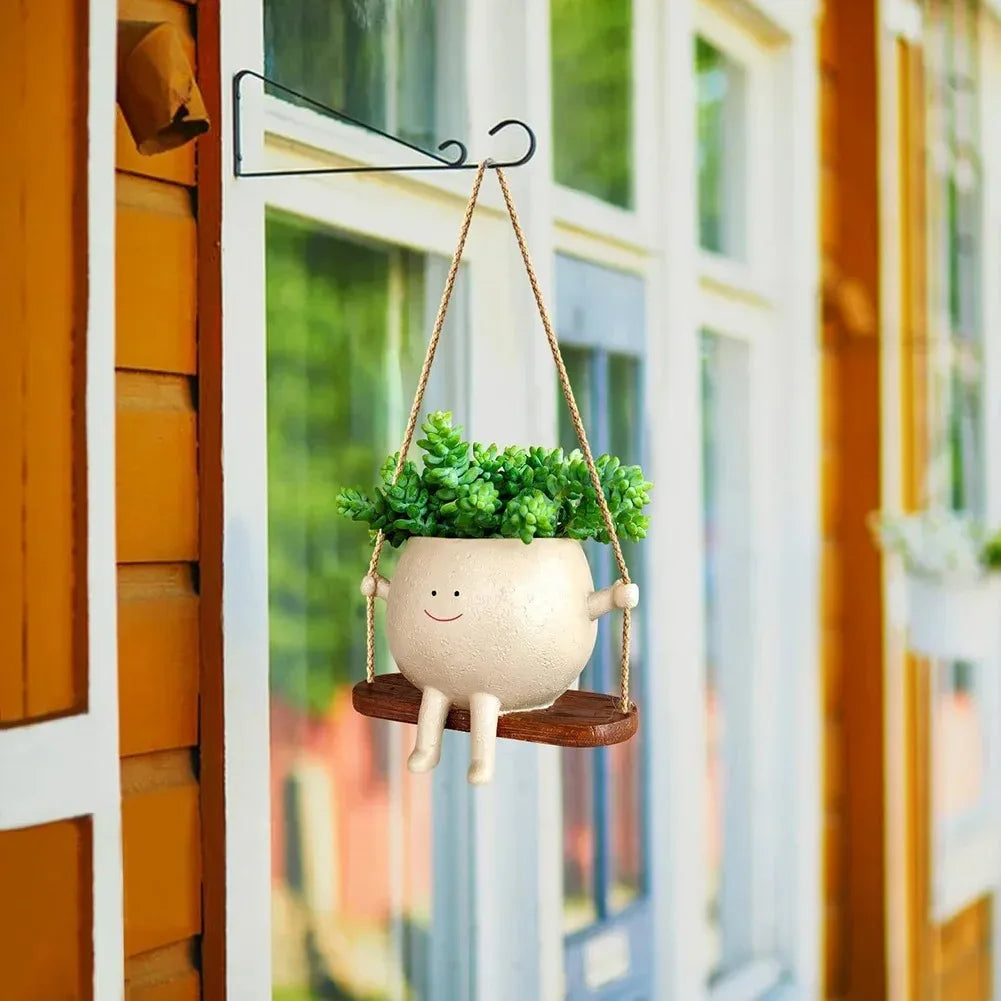 Resin Swing Face Wall Planter – Creative Head Succulent Pot, Home Decor & Garden Accent