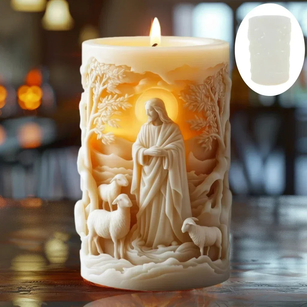 Jesus Horse Cylindrical Scented Candle Silicone Mold Wings Jesus Horse Galloped MoldS Jesus Angel Resin Plaster Mould