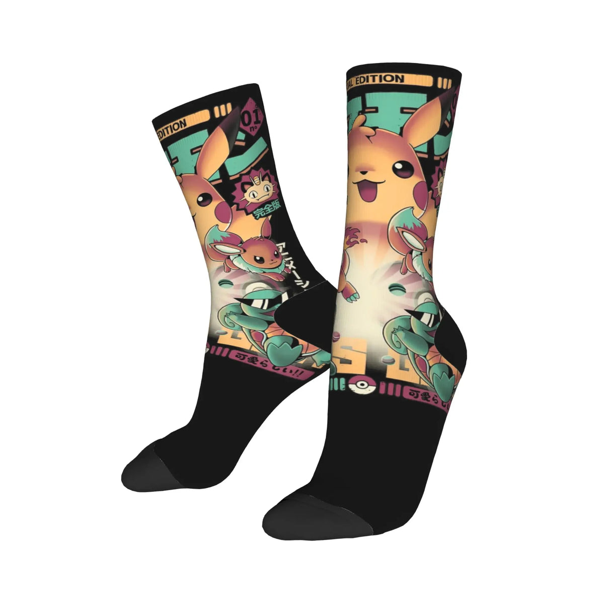 P-Pokemons Snorlax Socks Men Women Polyester Funny Happy  Socks Novelty Spring Summer Autumn Winter Middle Tube Stockings Gift