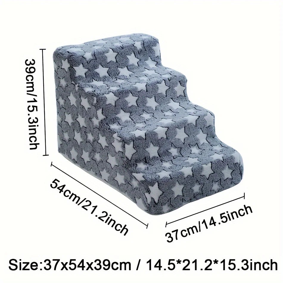 Foam Pet Stairs – Non-Slip 3/4 Step Ramp for Dogs & Cats with Joint Pain, Sofa & Bed