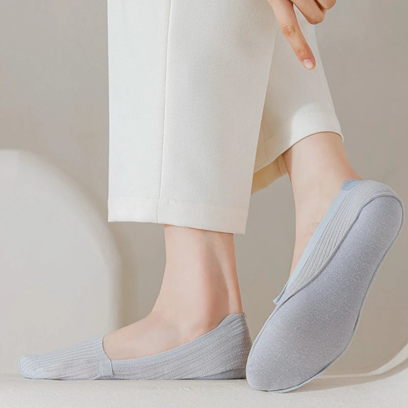 Sock Slippers Women Silicone Non-slip Solid Color Low Cut Boat Sock Cotton Bottom Thin Breathable Summer Invisible No Show Socks