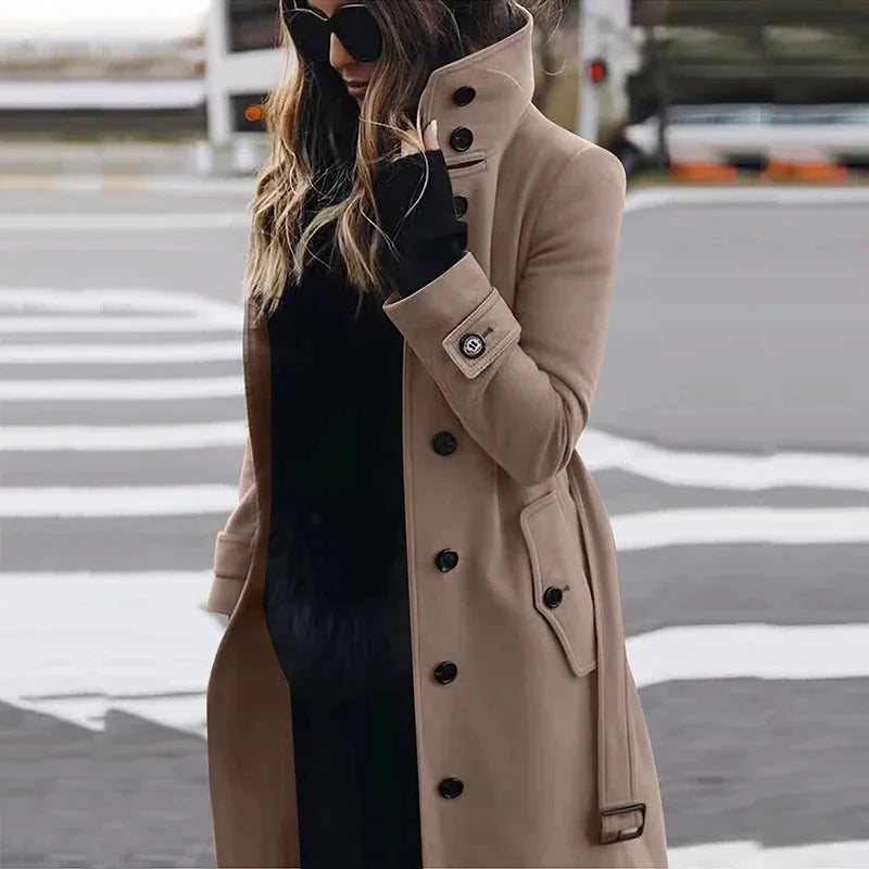Women's Long Wool-Blend Winter Coat