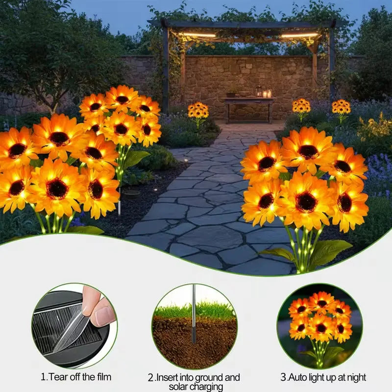 Solar Sunflower Garden Lights