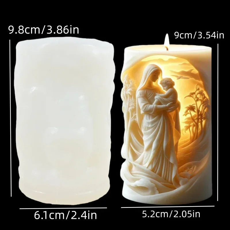 Jesus Horse Cylindrical Scented Candle Silicone Mold Wings Jesus Horse Galloped MoldS Jesus Angel Resin Plaster Mould