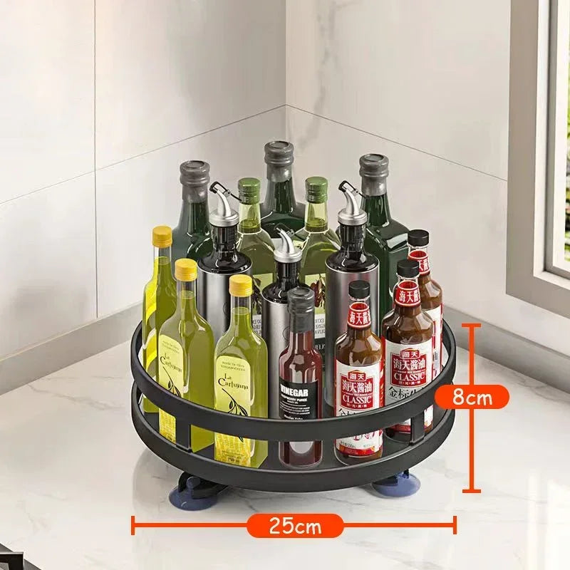 360° Rotating Spice Rack Organizer, Non-Skid Storage Tray for Seasonings, Spice Jars, Cans and Kitchen Countertop Organization