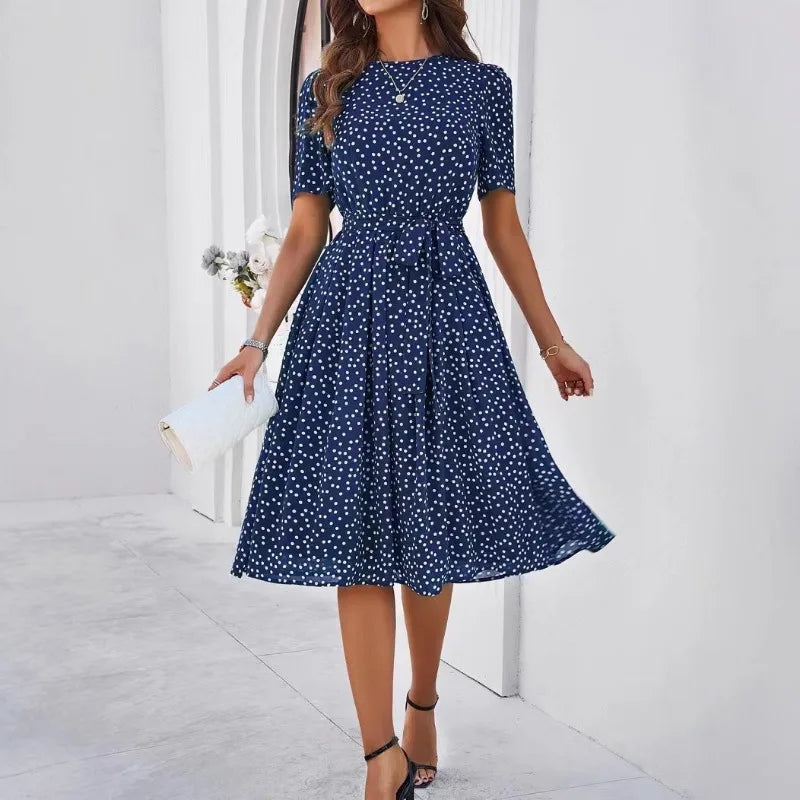 Women's Polka Dot Lace-Up Summer Dress