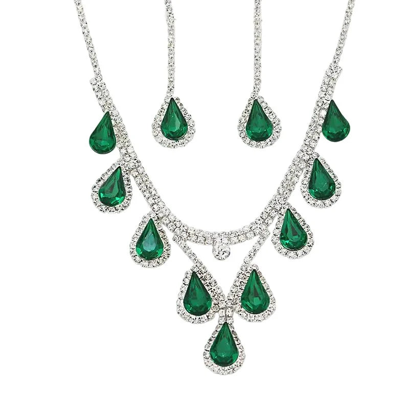 Romantic Crystal Bridal Jewelry Set – Rhinestone Necklace & Earrings for Wedding & Party