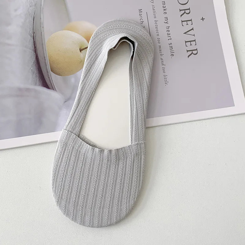 Sock Slippers Women Silicone Non-slip Solid Color Low Cut Boat Sock Cotton Bottom Thin Breathable Summer Invisible No Show Socks