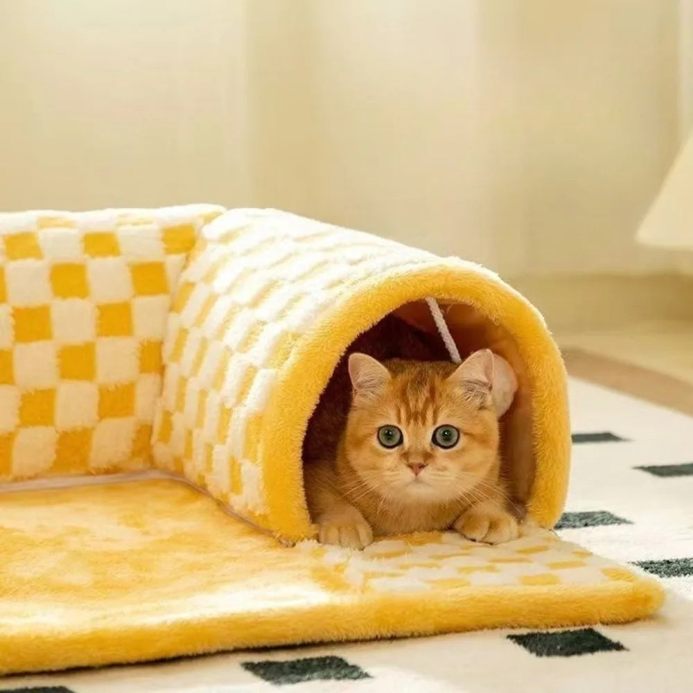 Cat Tunnel Maze Bed – All-Season Warm Nest, Removable & Washable