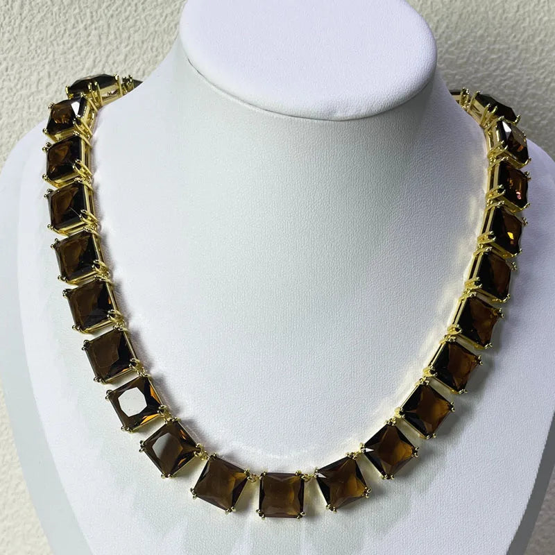 2026 New Fine Jewelry Set for Women Gold Geometric Zircon Crystal Necklace Bracelet Earrings Romantic Gift