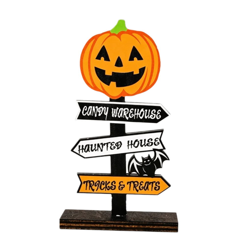 Gothic Wooden Ghost Pumpkin Ornament