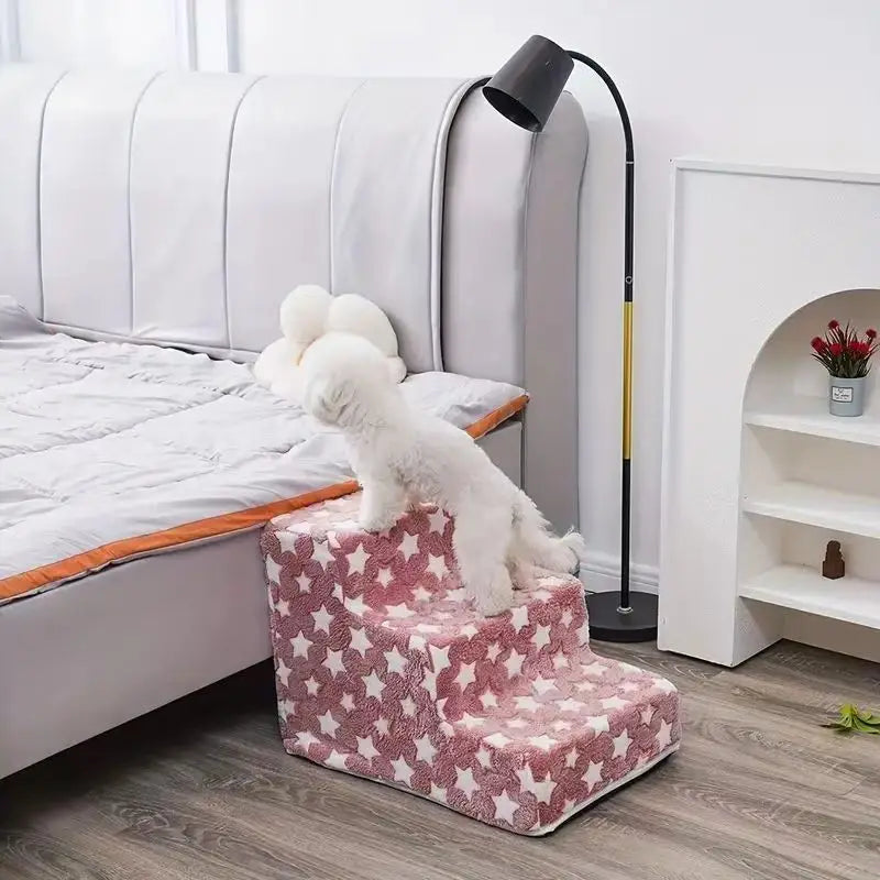 Foam Pet Stairs – Non-Slip 3/4 Step Ramp for Dogs & Cats with Joint Pain, Sofa & Bed