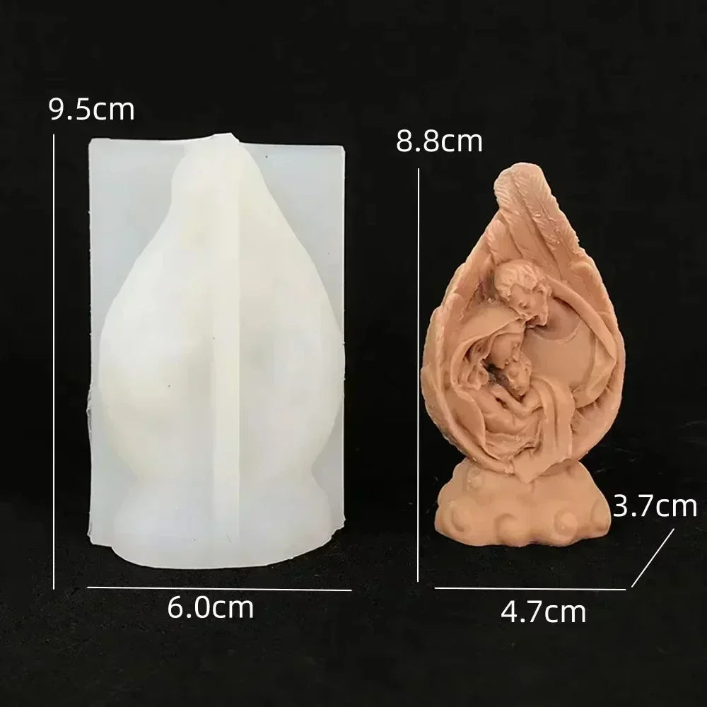 Jesus Horse Cylindrical Scented Candle Silicone Mold Wings Jesus Horse Galloped MoldS Jesus Angel Resin Plaster Mould