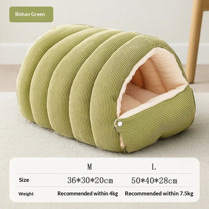 Winter Thermal Plush Cat Bed – Warm Enclosed House, Removable & Washable Cover