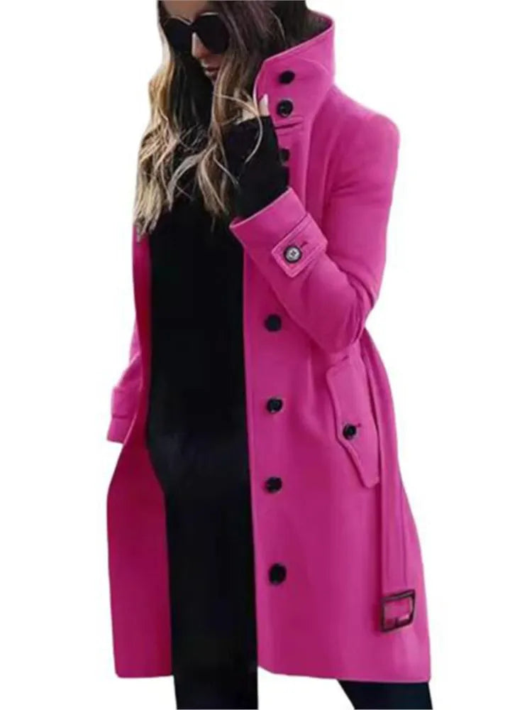 Women's Long Wool-Blend Winter Coat