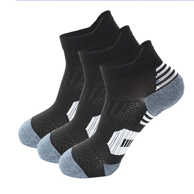 3Pair Professional Fitness Sports Socks Towel Bottom Non-Slip Running Socks Men Women Short Quick-Drying Basketball Training Sox