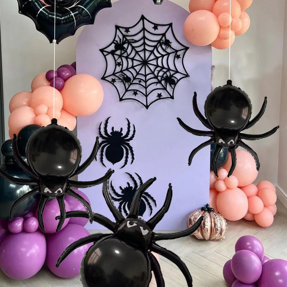 3pcs Large 3D Spider Balloon, Black Halloween Spider Balloons, for Haunted House, Birthday Decorations Gifts