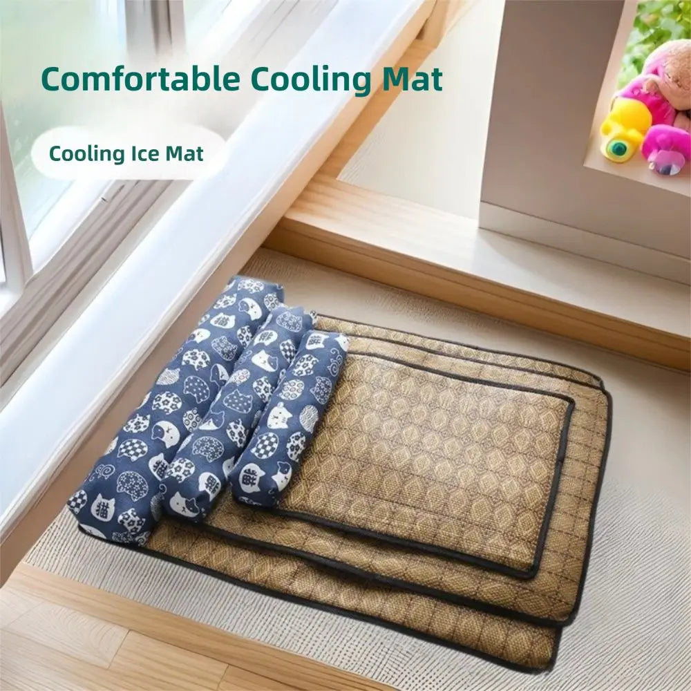 Pet Cooling Mat for Dogs & Cats – Washable, Foldable & Breathable with Pillow