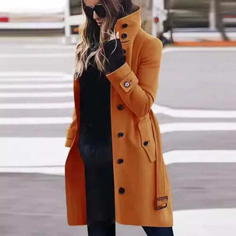 Women's Long Wool-Blend Winter Coat