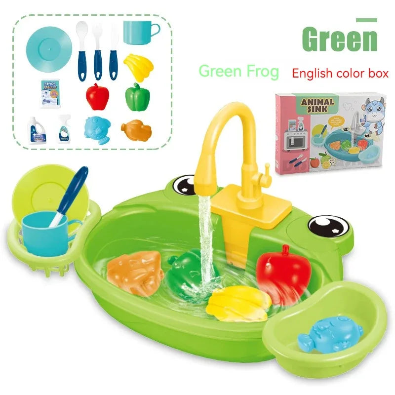 Kids Toy Kitchen Set – Battery-Operated Water Sink, Dishwasher & Pretend Play for Boys & Girls