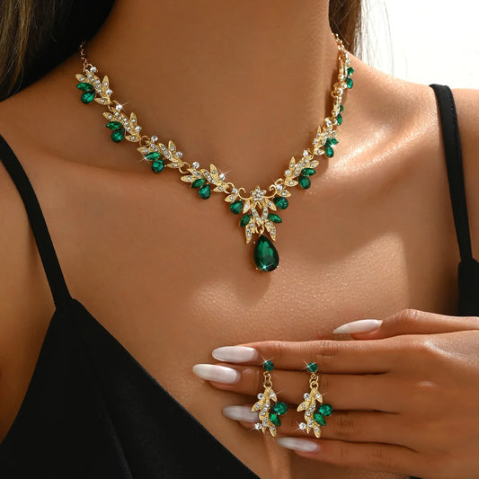2025 Fashion Jewelry Set for Bridal Necklace Earrings Set Women Crystal Engagement Wedding Banquet Dress Accessories