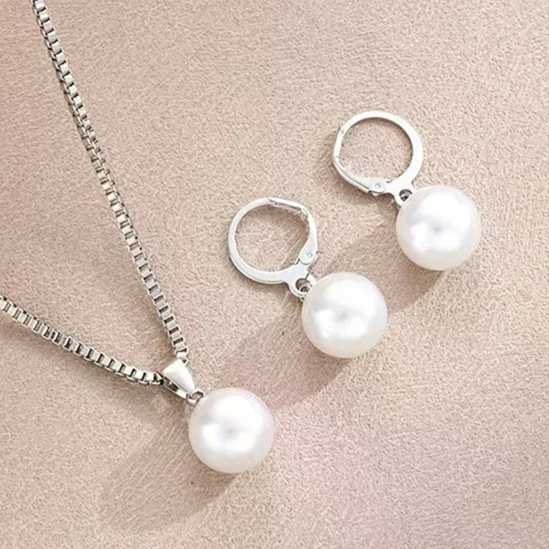 Elegant Pearl Jewelry Set – Necklace & Earrings for Wedding, Party & Daily Wear