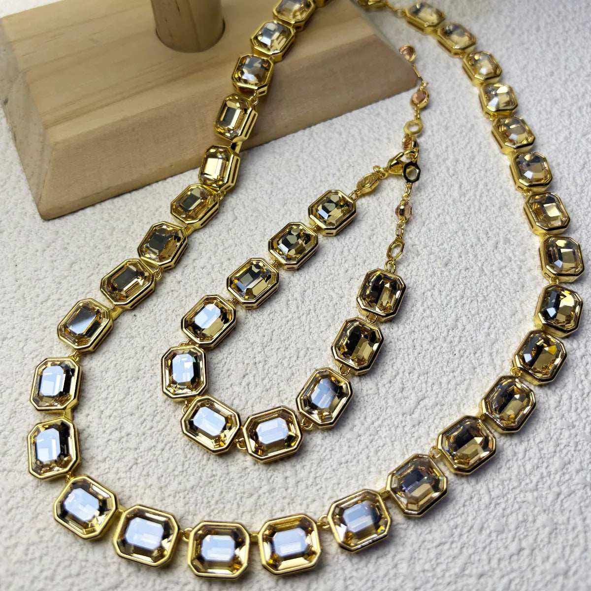 2026 New Fine Jewelry Set for Women Gold Geometric Zircon Crystal Necklace Bracelet Earrings Romantic Gift