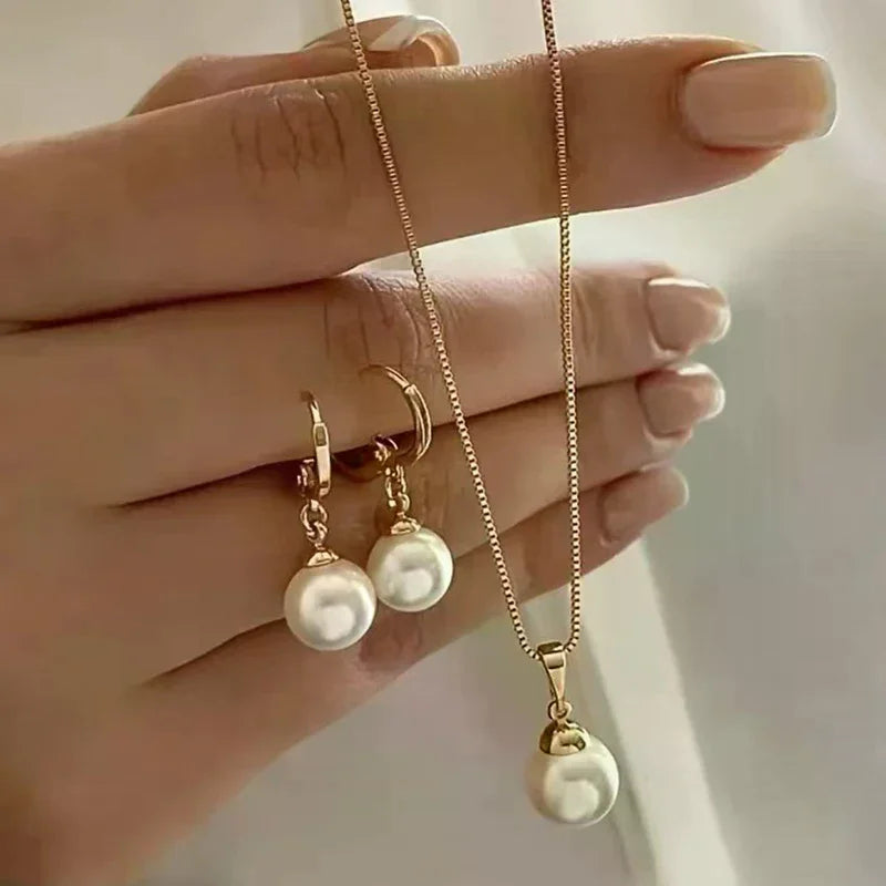 Elegant Pearl Jewelry Set – Necklace & Earrings for Wedding, Party & Daily Wear