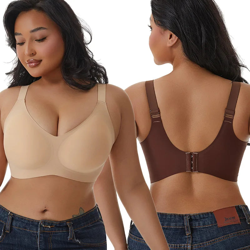 Women Wireless Large Size Bra Seamless Anti-Sagging Correction Gathered Comfortable No Side Breast Projection Push up Bra