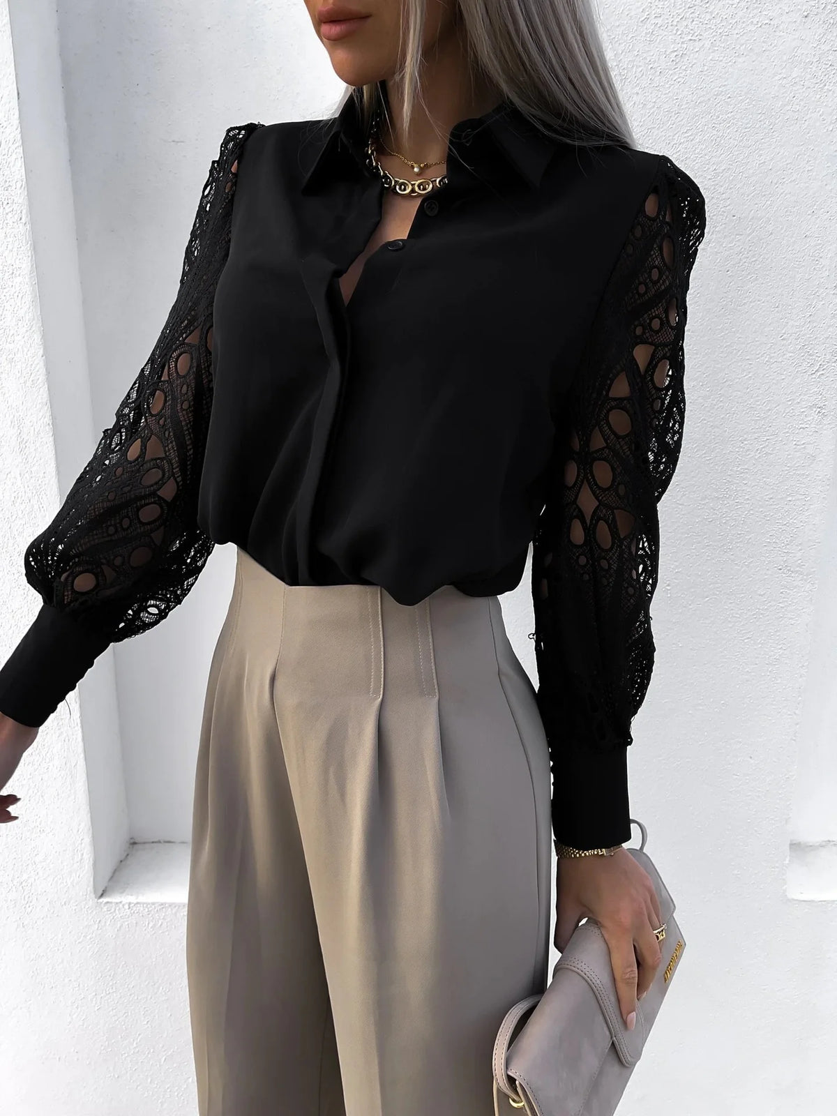 Women's Elegant V-Neck Chiffon Blouse