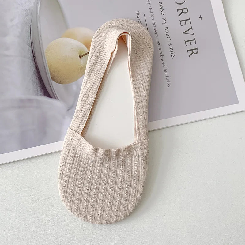 Sock Slippers Women Silicone Non-slip Solid Color Low Cut Boat Sock Cotton Bottom Thin Breathable Summer Invisible No Show Socks