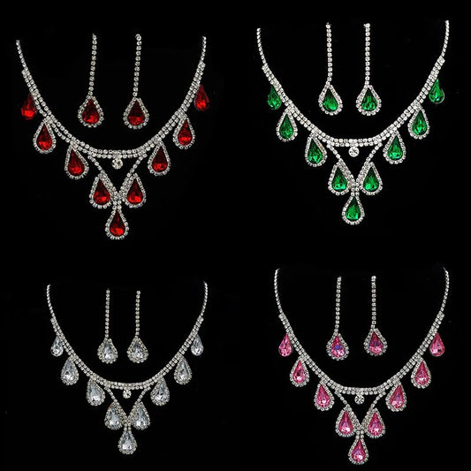 Romantic Crystal Bridal Jewelry Set – Rhinestone Necklace & Earrings for Wedding & Party