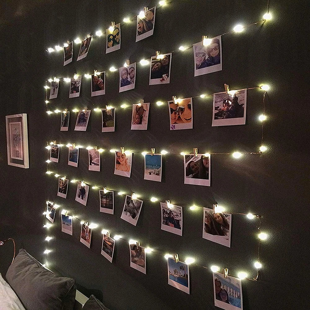 LED Photo Clip String Lights – USB or Battery Powered, Bedroom & Party Decoration