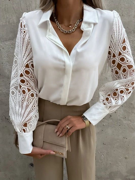 Women's Elegant V-Neck Chiffon Blouse