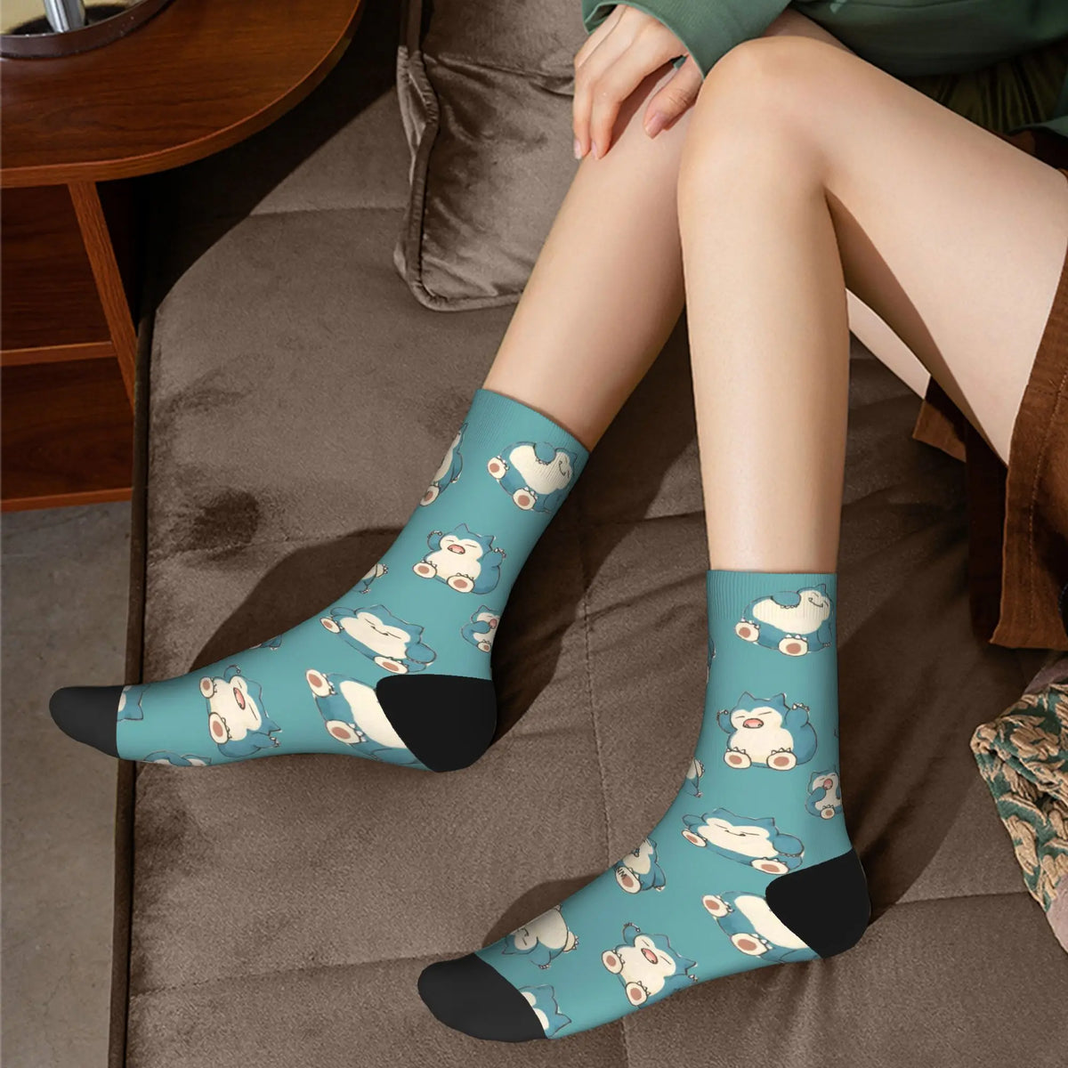 P-Pokemons Snorlax Socks Men Women Polyester Funny Happy  Socks Novelty Spring Summer Autumn Winter Middle Tube Stockings Gift