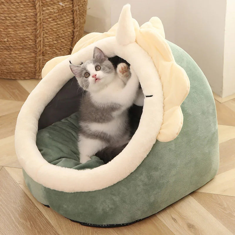 Pet Tent Cave Bed – Self-Warming Hut for Cats & Small Dogs, Foldable & Washable
