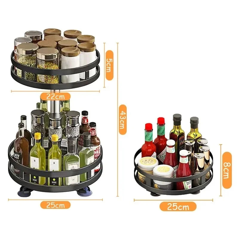 360° Rotating Spice Rack Organizer, Non-Skid Storage Tray for Seasonings, Spice Jars, Cans and Kitchen Countertop Organization