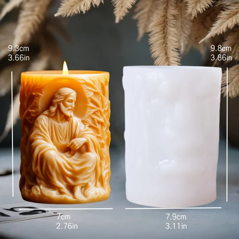 Jesus Horse Cylindrical Scented Candle Silicone Mold Wings Jesus Horse Galloped MoldS Jesus Angel Resin Plaster Mould