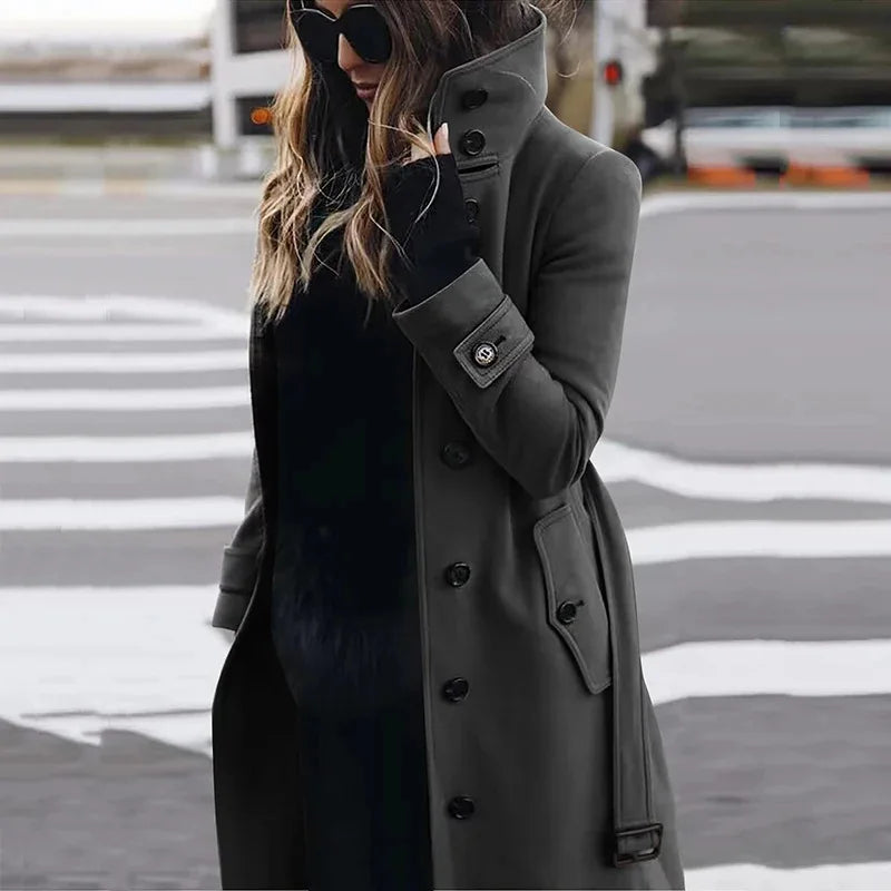 Women's Long Wool-Blend Winter Coat