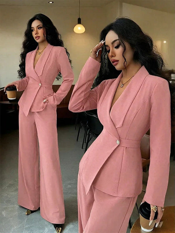 Women's 2-Piece Blazer & Straight-Leg Pants Suit