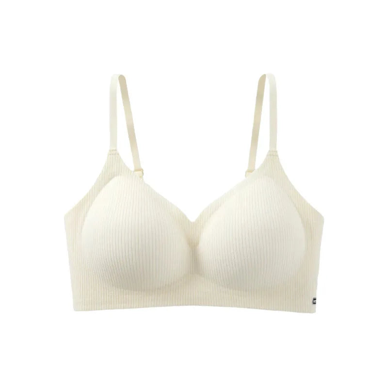 Ribbed Seamless Wireless Bra Women Thin Soft Padded No Underwire Adjustable Strap Comfort Daily Push Up Lingerie Underwear