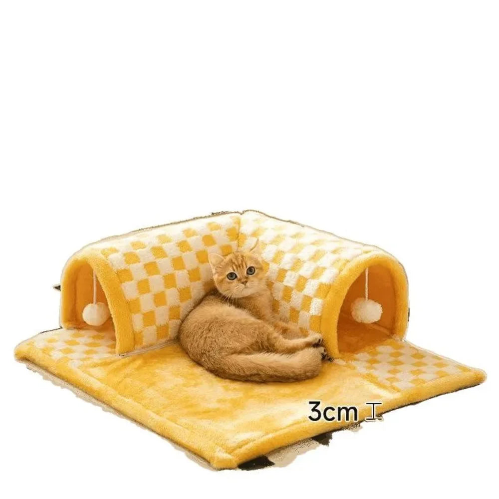 Cat Tunnel Maze Bed – All-Season Warm Nest, Removable & Washable