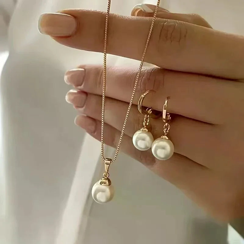 Elegant Pearl Jewelry Set – Necklace & Earrings for Wedding, Party & Daily Wear