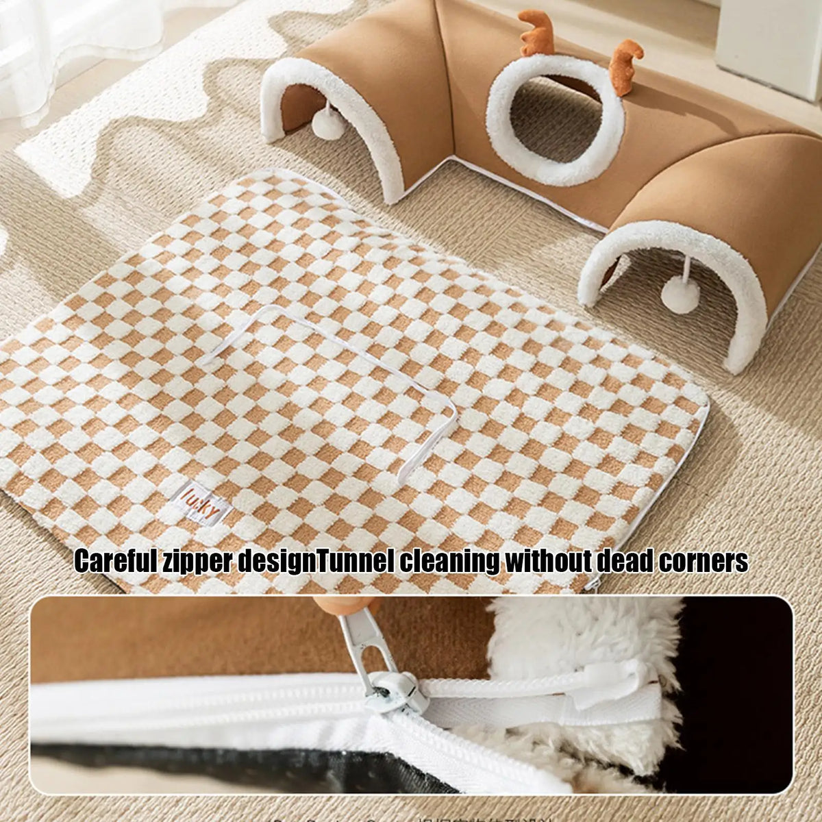 Cat Bed & Play Tunnel – Warm Corner Hideaway, Foldable & Washable