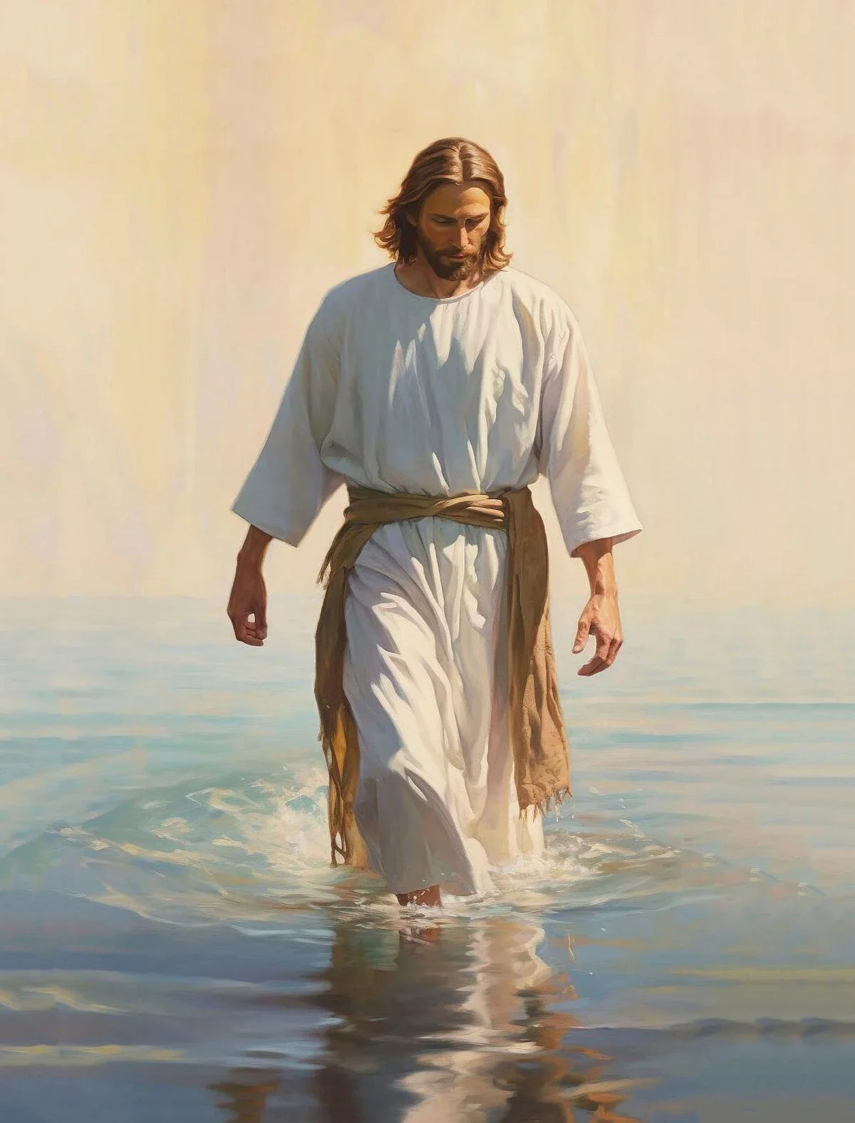 Jesus Christ Walking on Water Hand of God Jesus Portrait Classic Retro Poster Canvas Paintings Wall Art Pictures Home Decor