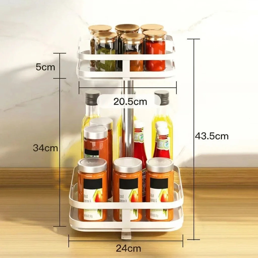 360° Rotating Spice Rack Organizer, Non-Skid Storage Tray for Seasonings, Spice Jars, Cans and Kitchen Countertop Organization