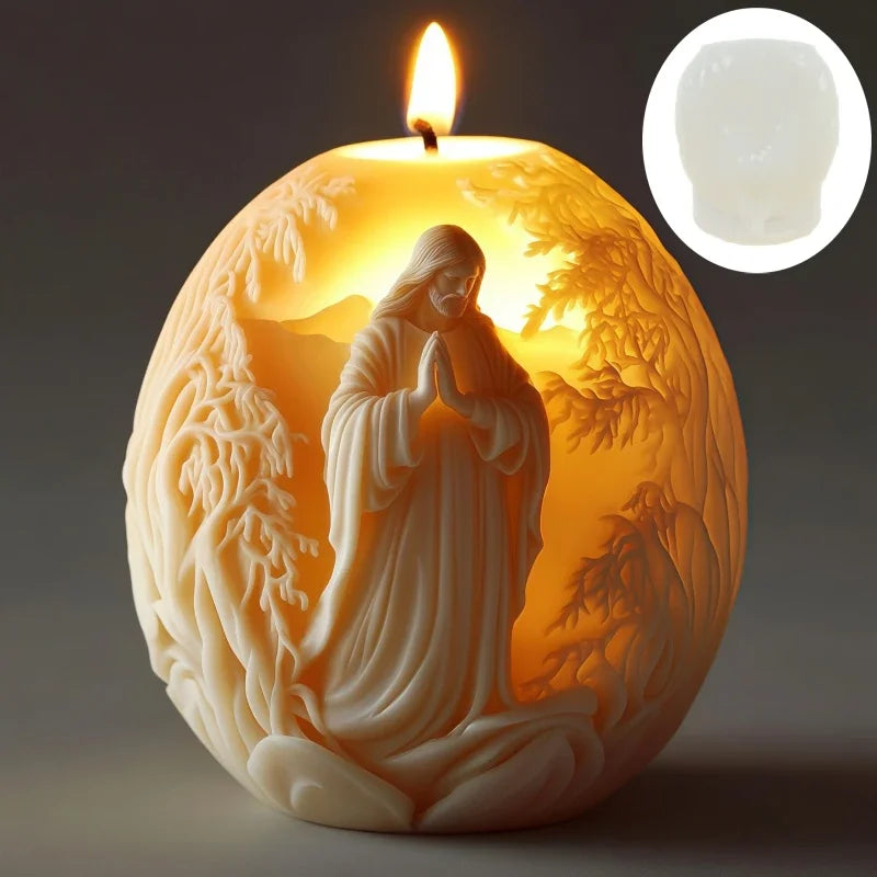 Jesus Horse Cylindrical Scented Candle Silicone Mold Wings Jesus Horse Galloped MoldS Jesus Angel Resin Plaster Mould